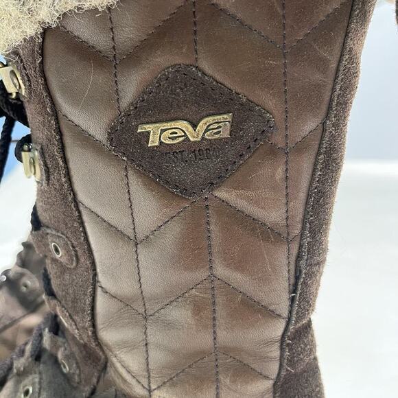 Teva Lenawee Leather Waterproof Tall Womens Winter Boots Brown US Size 7.5 - Picture 2 of 5